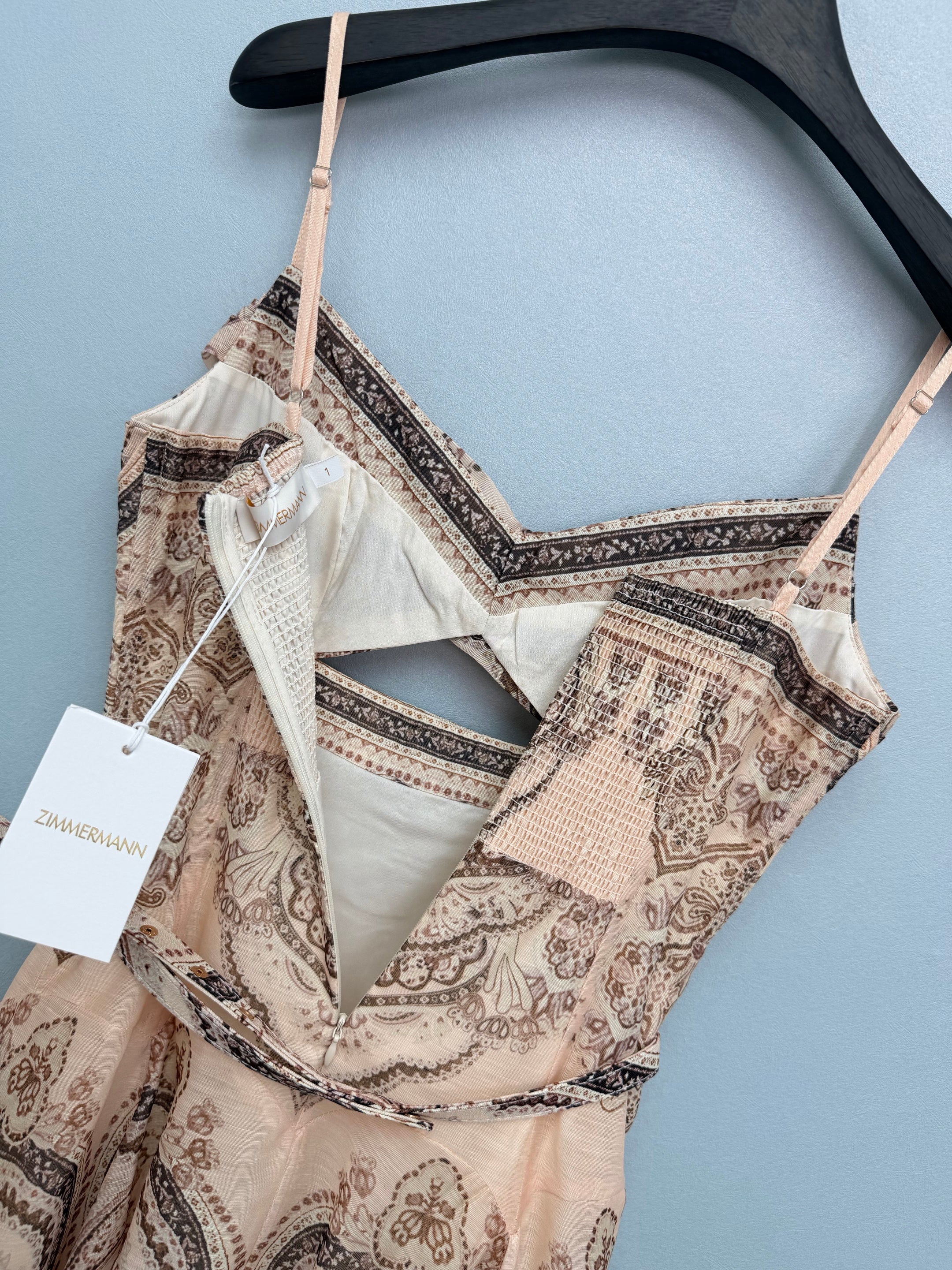 *26 New Arrival: Paisley-Print Strappy Dress — The combination of soft beige-apricot and paisley print creates a look that is both gentle and vintage.