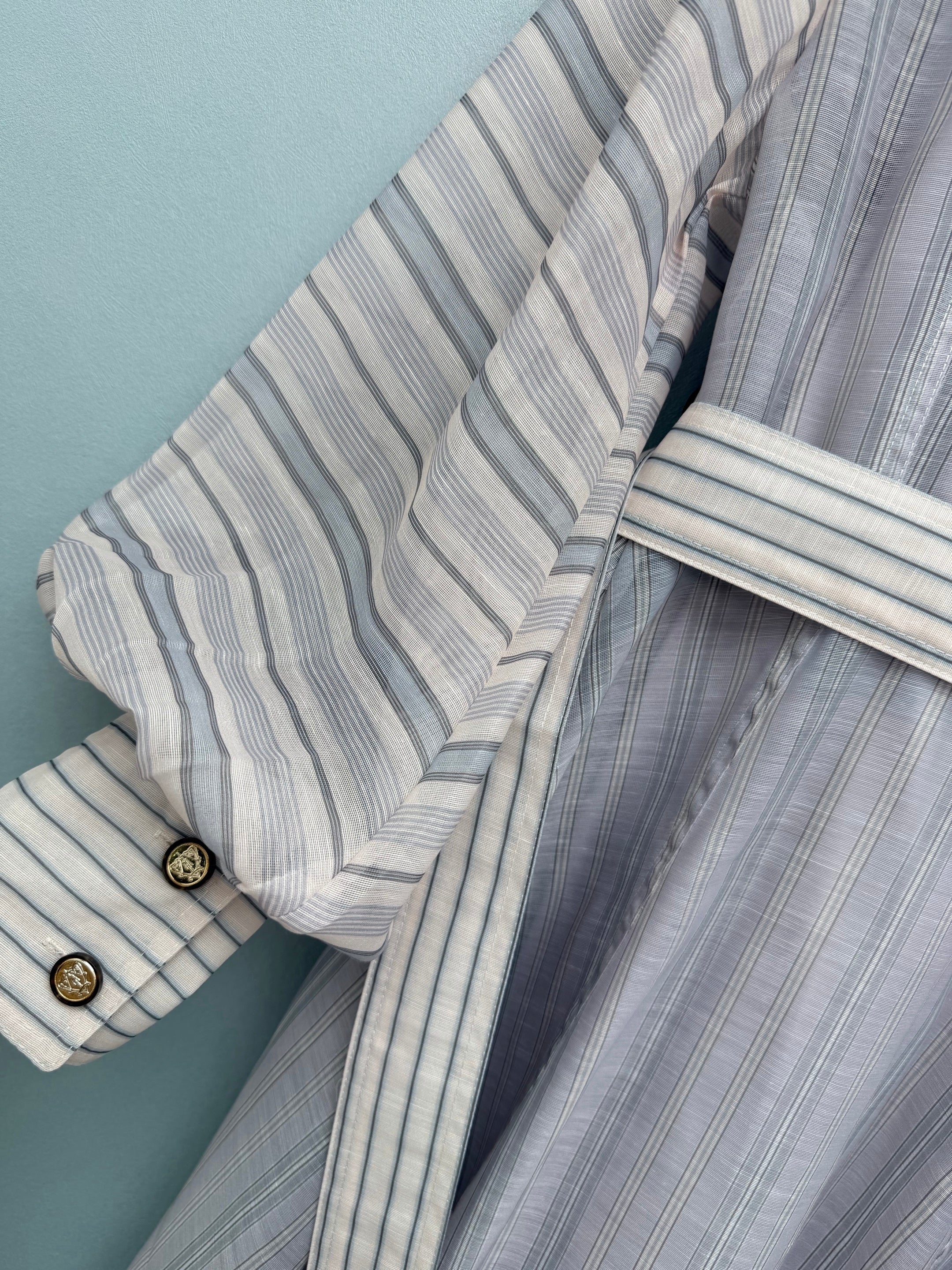 New 2026 Collection: Grey-Toned Striped Shirt Dress — Featuring a Classic Shirt Collar and Dual-Pocket Design