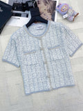 2026 New Arrival: Intricately Crafted Short-Sleeve Cardigan — Embellished with Logo Accents