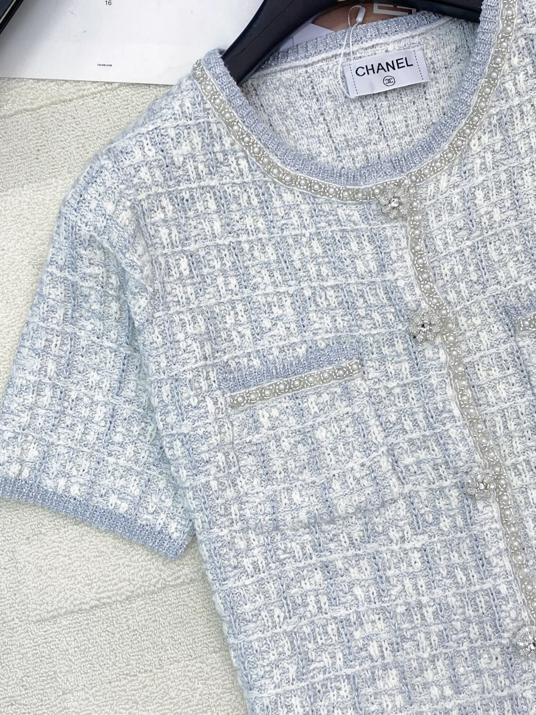 2026 New Arrival: Intricately Crafted Short-Sleeve Cardigan — Embellished with Logo Accents