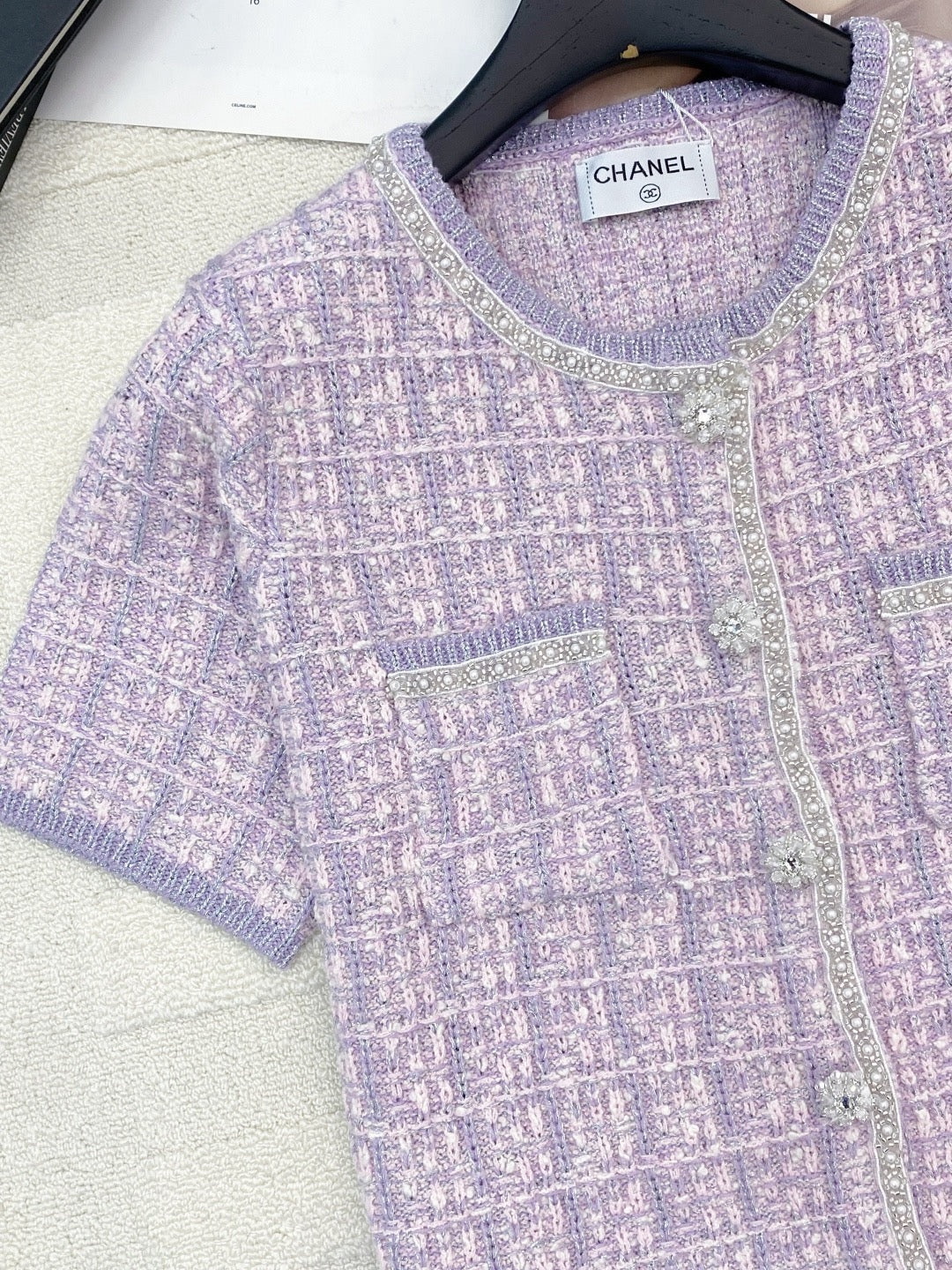 2026 New Arrival: Intricately Crafted Short-Sleeve Cardigan — Embellished with Logo Accents