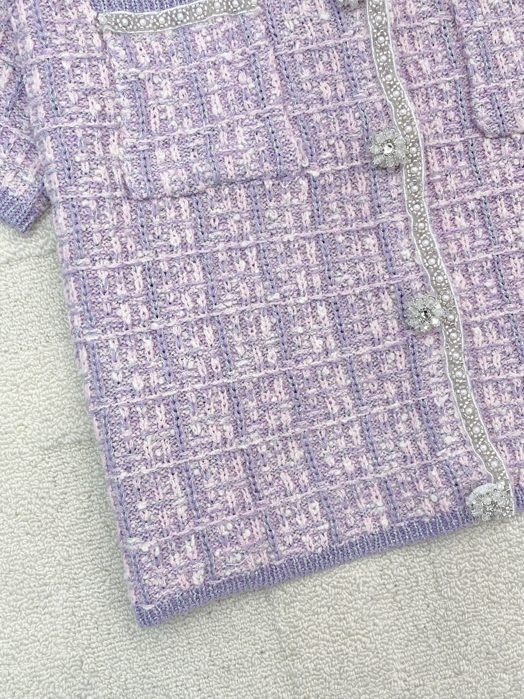 2026 New Arrival: Intricately Crafted Short-Sleeve Cardigan — Embellished with Logo Accents