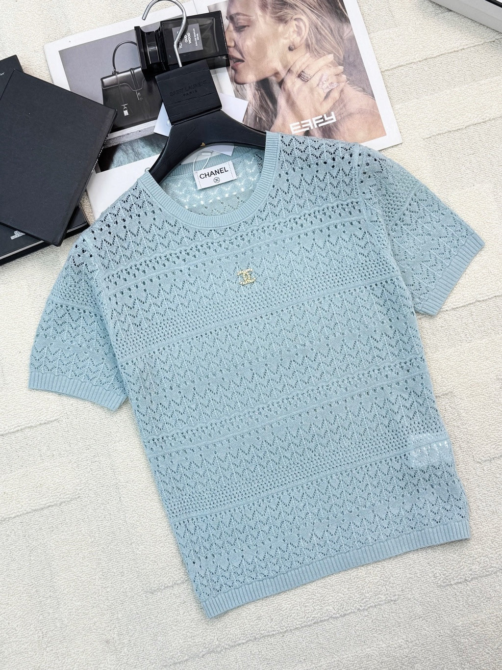 2026 New Arrival: Intricately Crafted Short-Sleeve Cardigan — Embellished with Logo Accents