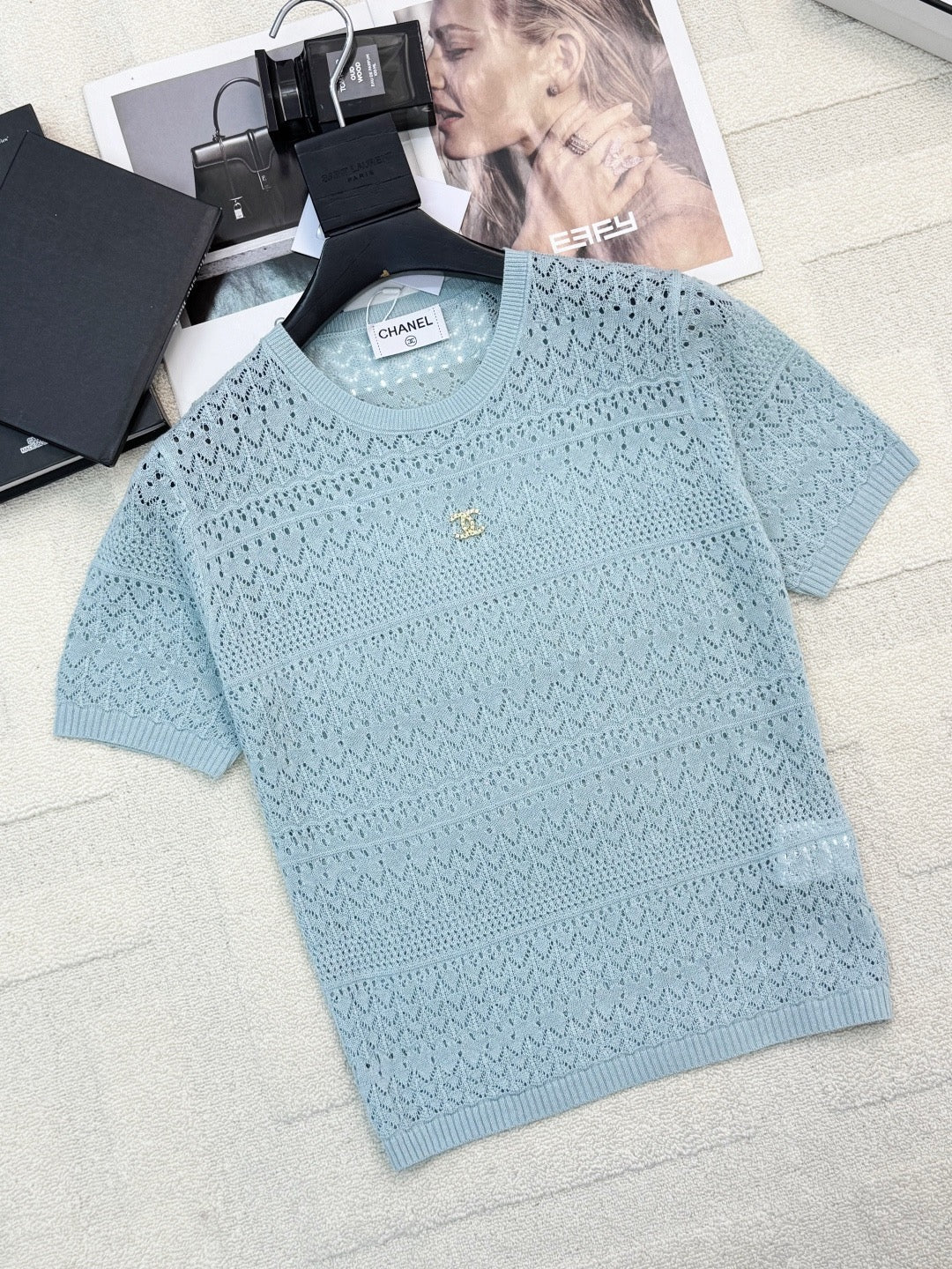 2026 New Arrival: Intricately Crafted Short-Sleeve Cardigan — Embellished with Logo Accents