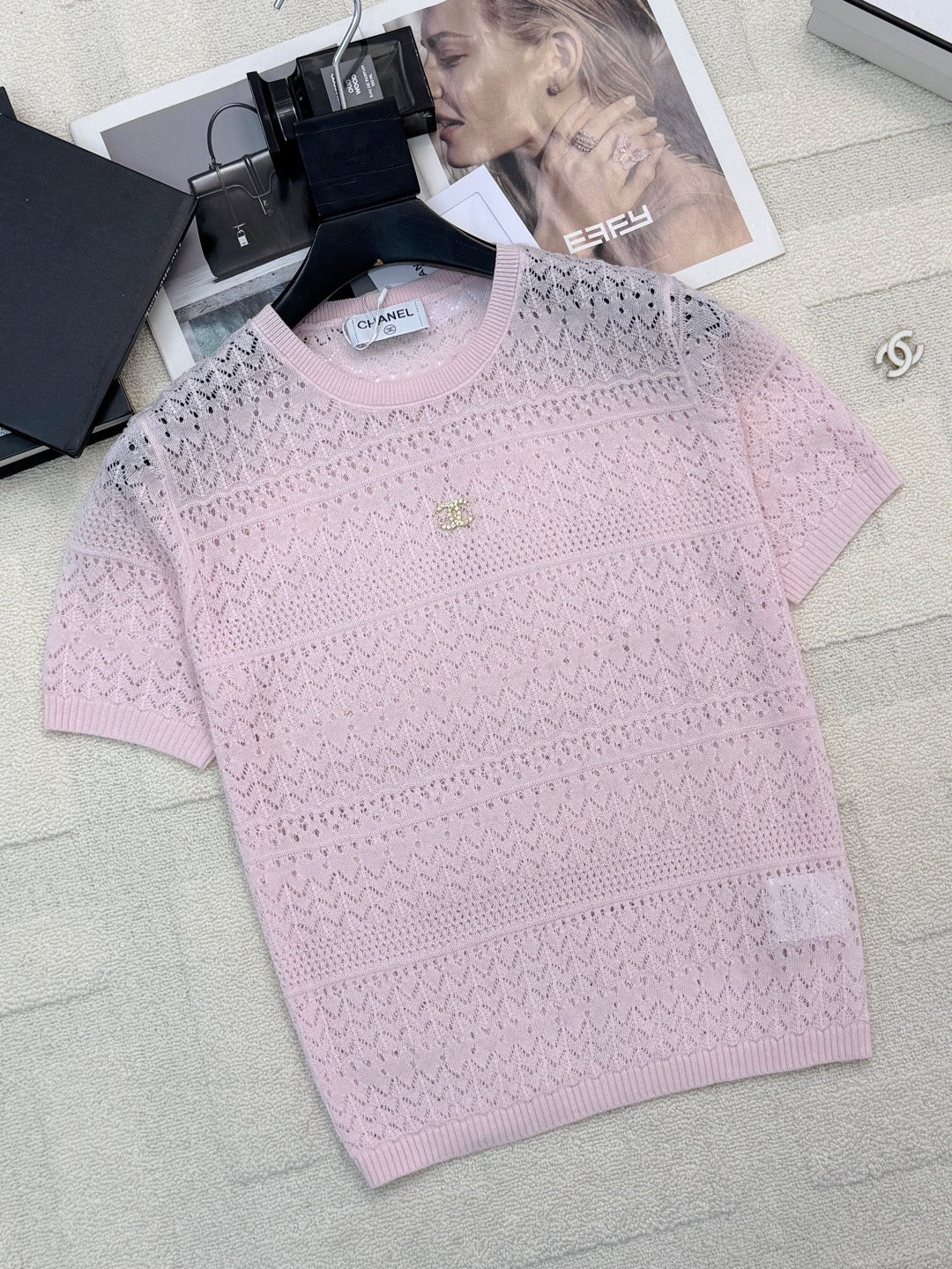 2026 New Arrival: Intricately Crafted Short-Sleeve Cardigan — Embellished with Logo Accents