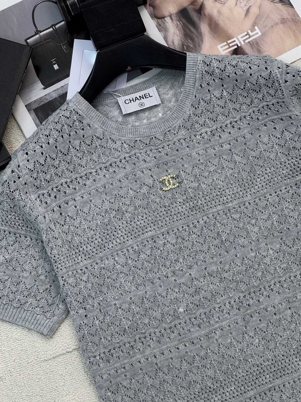 2026 New Arrival: Intricately Crafted Short-Sleeve Cardigan — Embellished with Logo Accents
