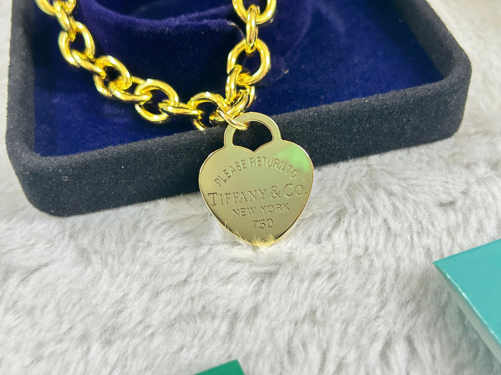 Heart Tag Collection: Interlocking Heart & Circle Pendant Necklace with Chunky Chain