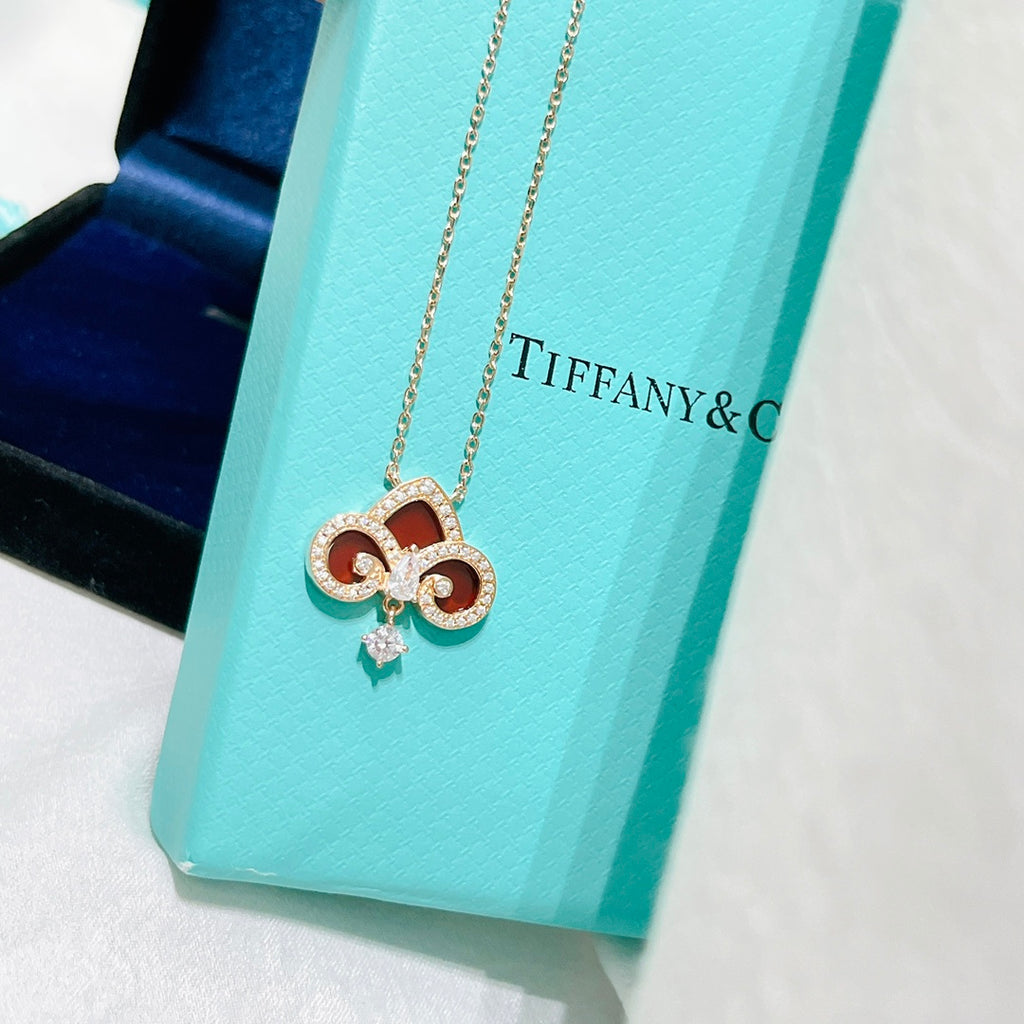 Limited Edition Keys Collection: Iris, Red Agate & Single Diamond Necklace ✨ V-Gold