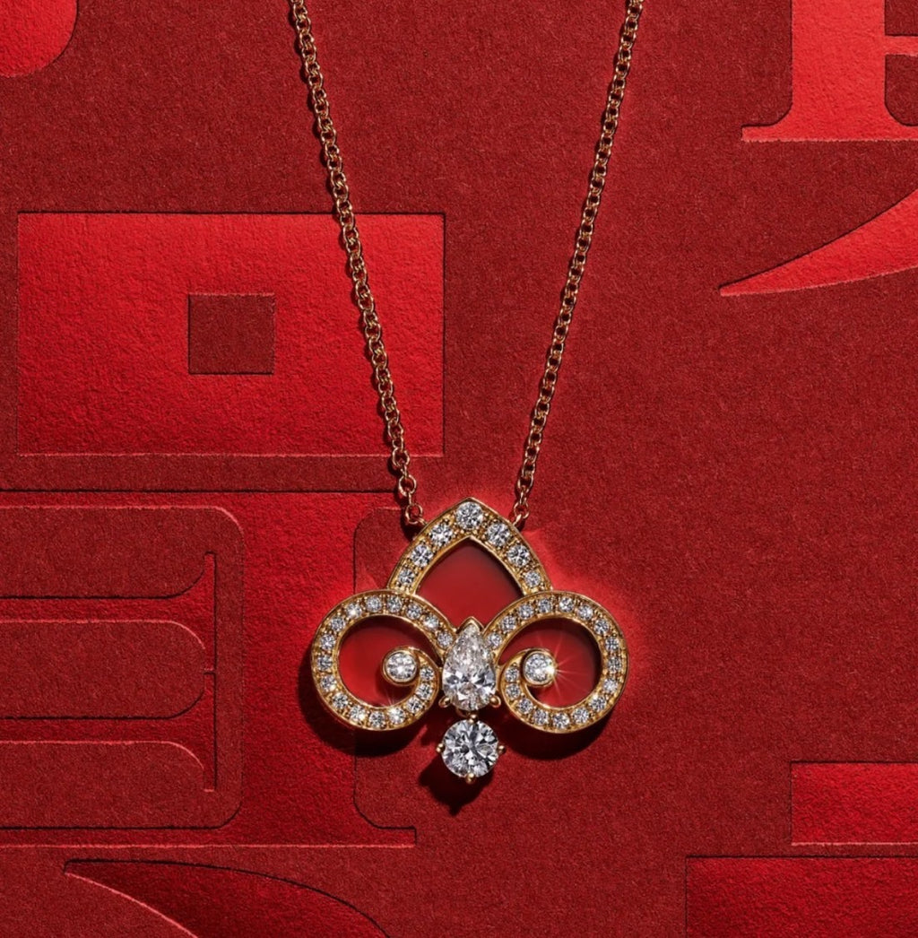Limited Edition Keys Collection: Iris, Red Agate & Single Diamond Necklace ✨ V-Gold