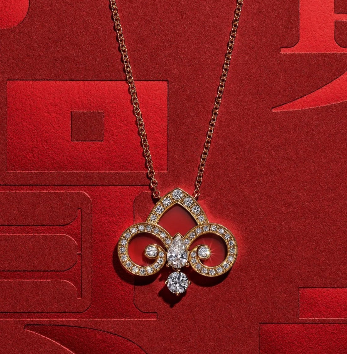 Limited Edition Keys Collection: Iris, Red Agate & Single Diamond Necklace ✨ V-Gold