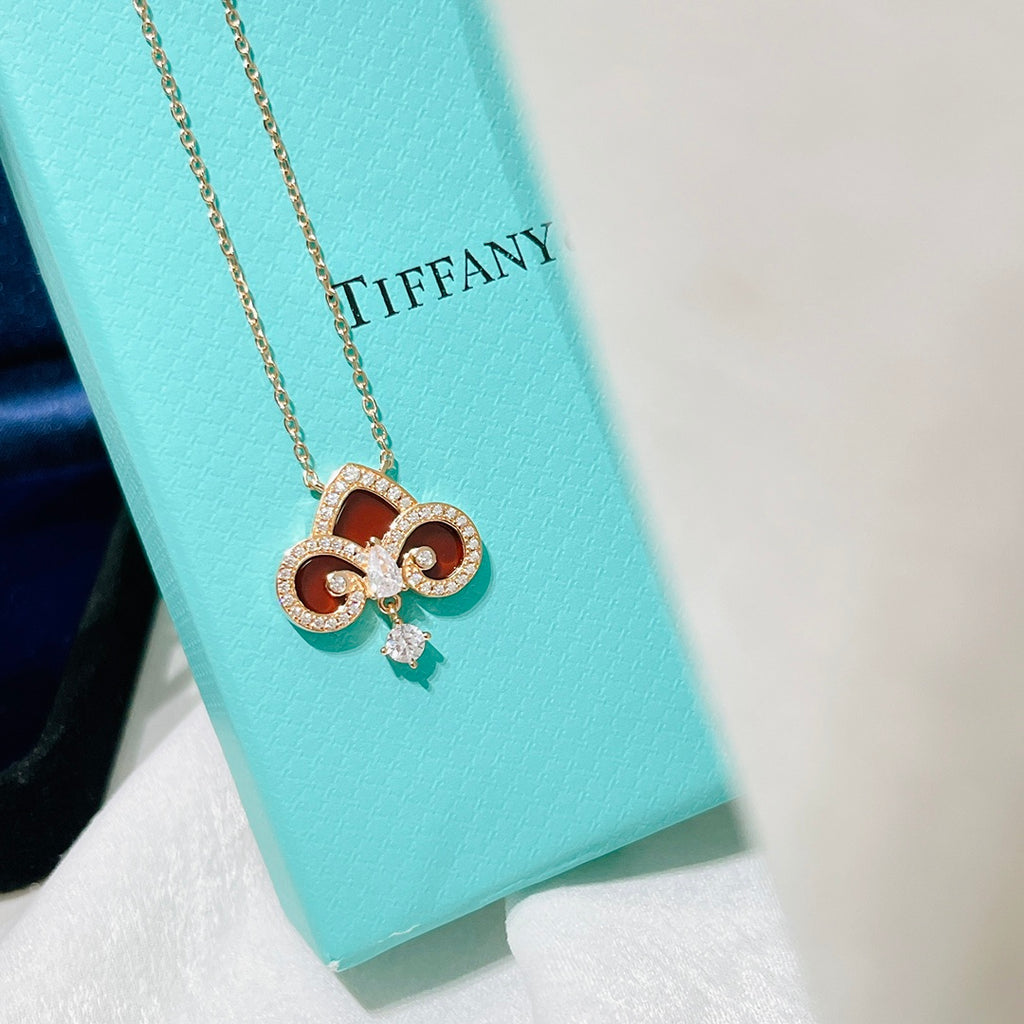Limited Edition Keys Collection: Iris, Red Agate & Single Diamond Necklace ✨ V-Gold