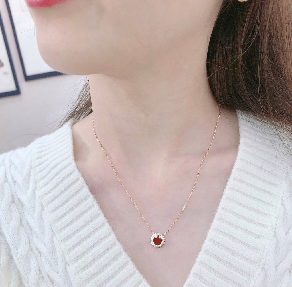 [New Arrival 🆕🆕 Rose Gold & Red Mother-of-Pearl Coin Necklace] — High-End Artisan Workshop Collection