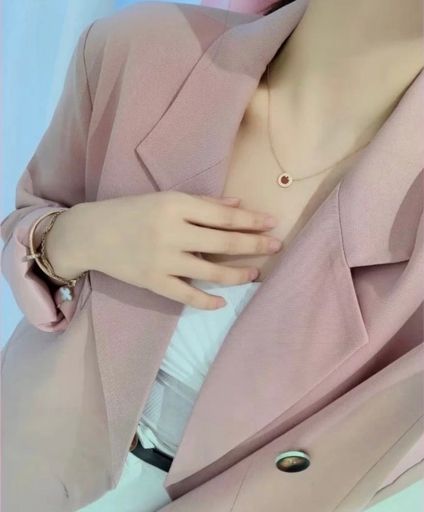 [New Arrival 🆕🆕 Rose Gold & Red Mother-of-Pearl Coin Necklace] — High-End Artisan Workshop Collection