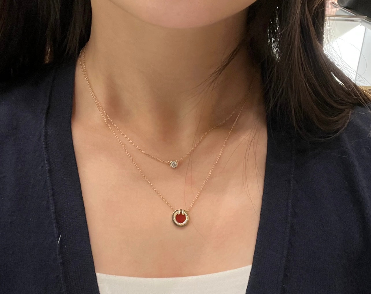 [New Arrival 🆕🆕 Rose Gold & Red Mother-of-Pearl Coin Necklace] — High-End Artisan Workshop Collection