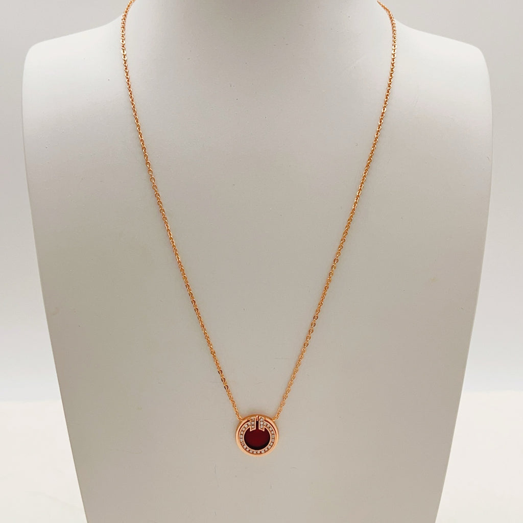 [New Arrival 🆕🆕 Rose Gold & Red Mother-of-Pearl Coin Necklace] — High-End Artisan Workshop Collection