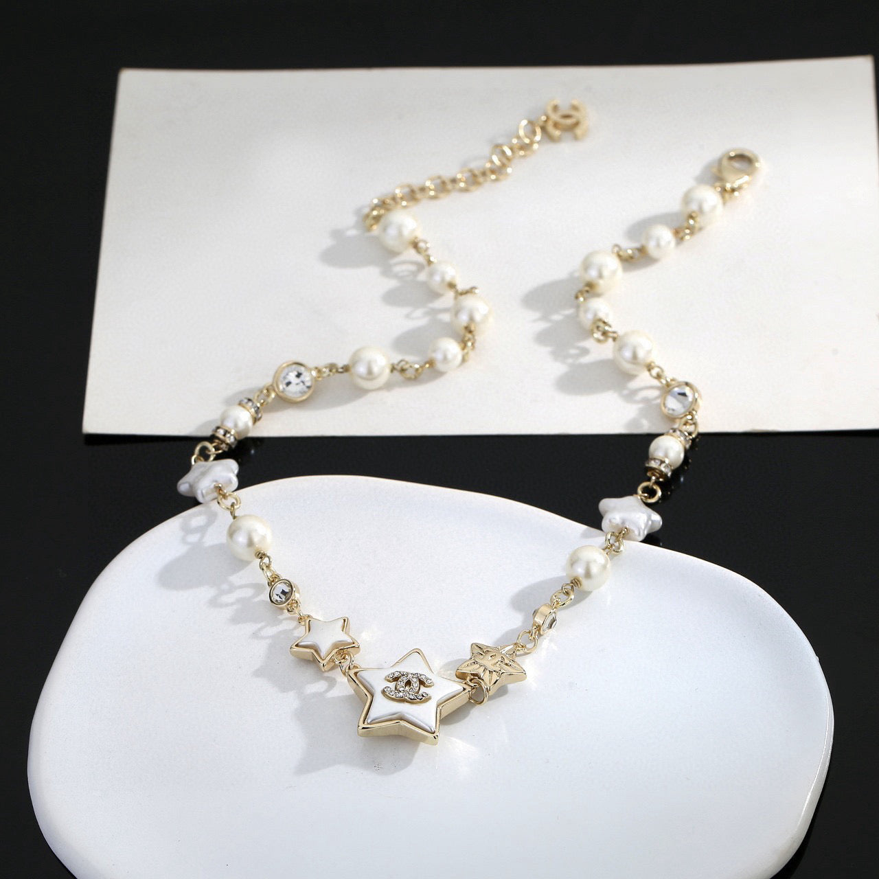 Star Tree Initial & Pearl Necklace — Medium Size