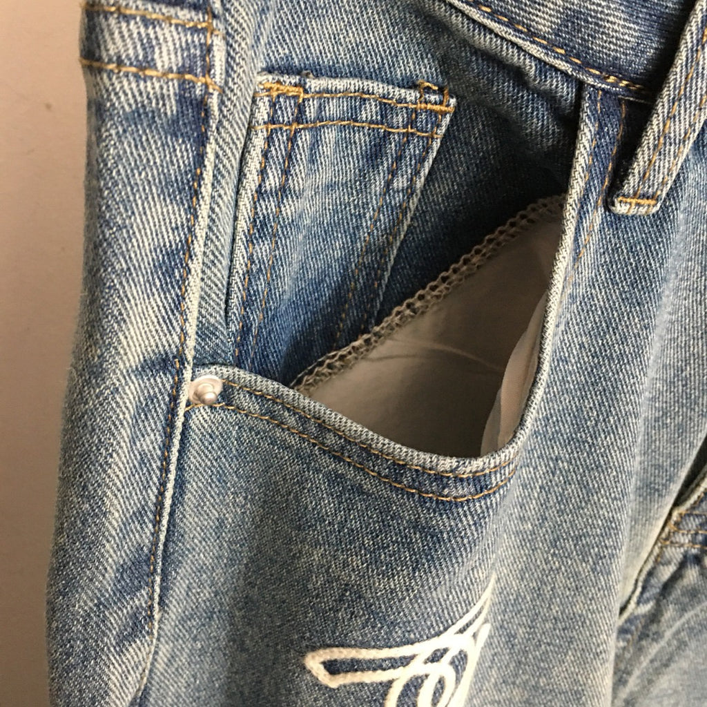 Logo-Embroidered, Stylish & Versatile Denim Trousers — Blue, Sizes S–XL