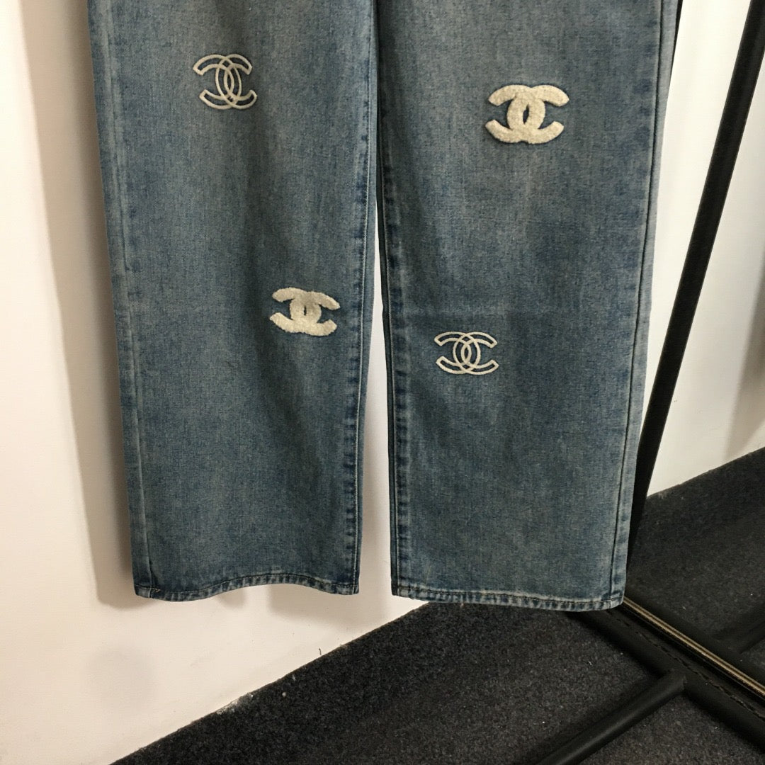 Logo-Embroidered, Stylish & Versatile Denim Trousers — Blue, Sizes S–XL