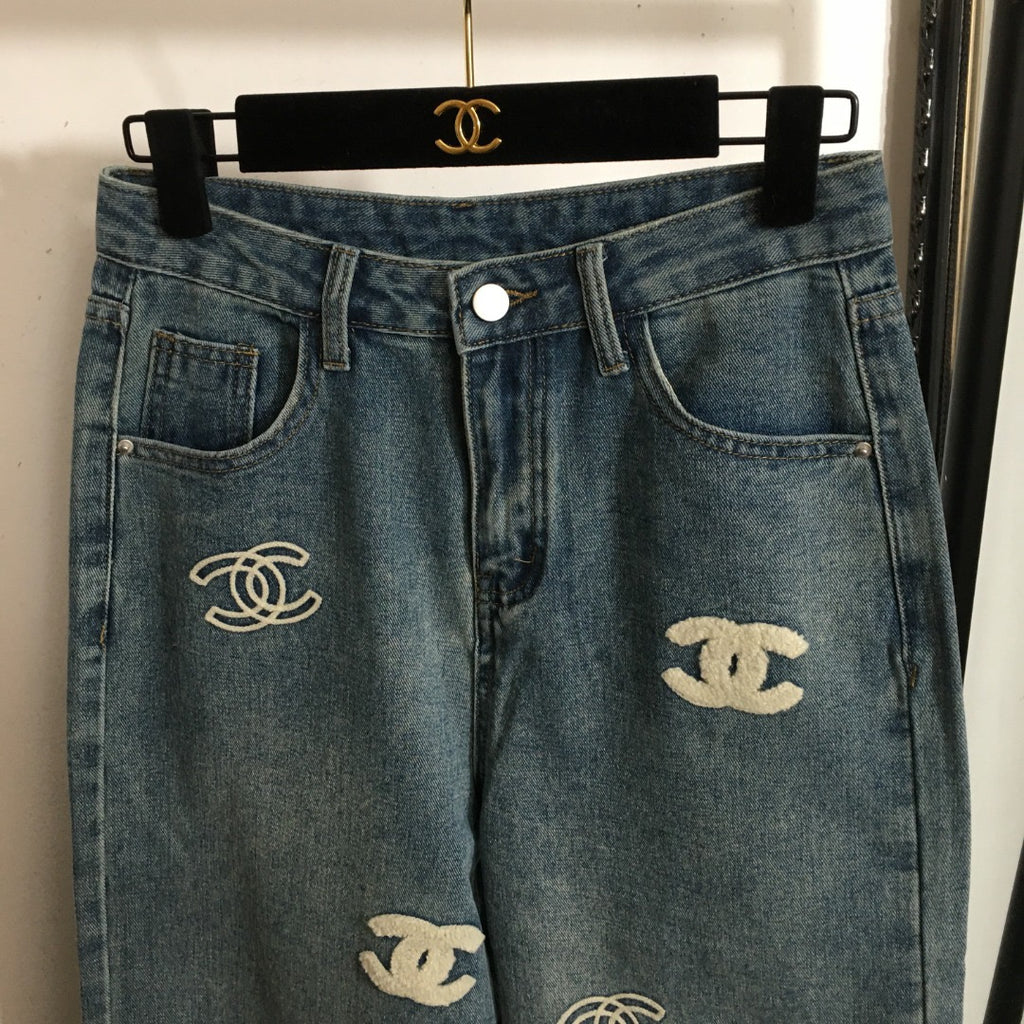 Logo-Embroidered, Stylish & Versatile Denim Trousers — Blue, Sizes S–XL