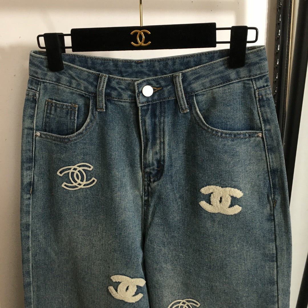 Logo-Embroidered, Stylish & Versatile Denim Trousers — Blue, Sizes S–XL