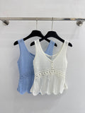 Spring/Summer '26 New Arrival: A Chanel-style open-knit vest, delicately adorned with pearls—an exquisite and versatile wardrobe staple.