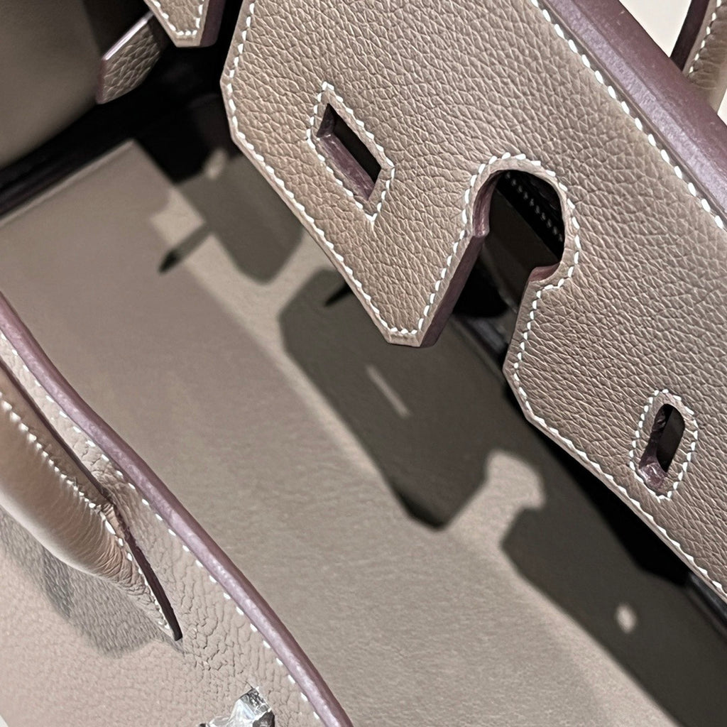 Birkin 30cm & 35cm — "Étain" (Pewter) Color, Silver Hardware, Waxed Stitching, All-Steel Fittings, Togo Leather
