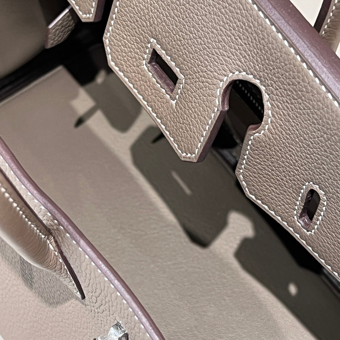 Birkin 30cm & 35cm — "Étain" (Pewter) Color, Silver Hardware, Waxed Stitching, All-Steel Fittings, Togo Leather