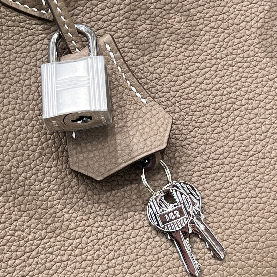 Birkin 30cm & 35cm — "Étain" (Pewter) Color, Silver Hardware, Waxed Stitching, All-Steel Fittings, Togo Leather
