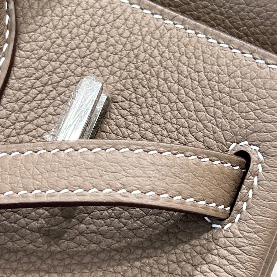 Birkin 30cm & 35cm — "Étain" (Pewter) Color, Silver Hardware, Waxed Stitching, All-Steel Fittings, Togo Leather