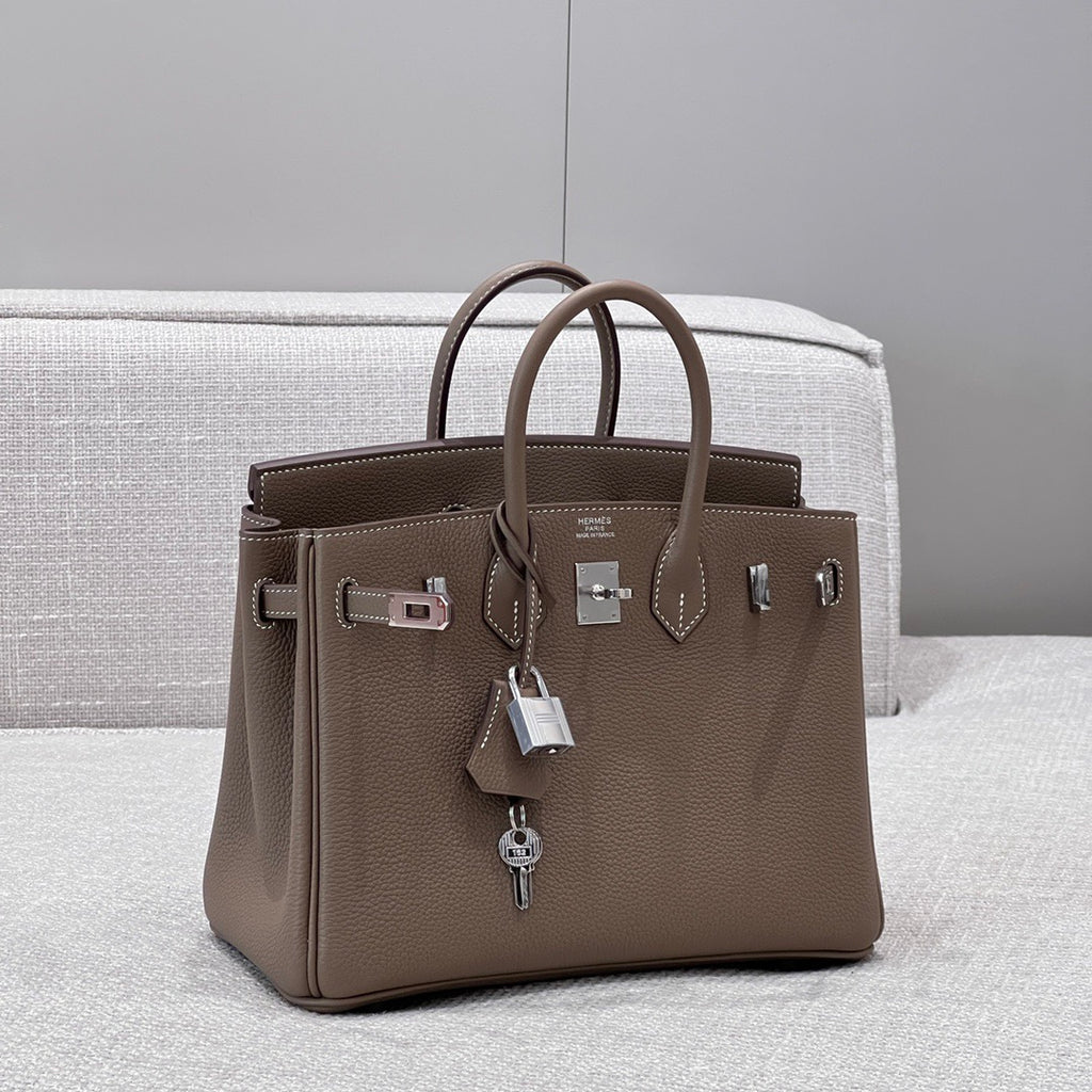 Birkin 30cm & 35cm — "Étain" (Pewter) Color, Silver Hardware, Waxed Stitching, All-Steel Fittings, Togo Leather