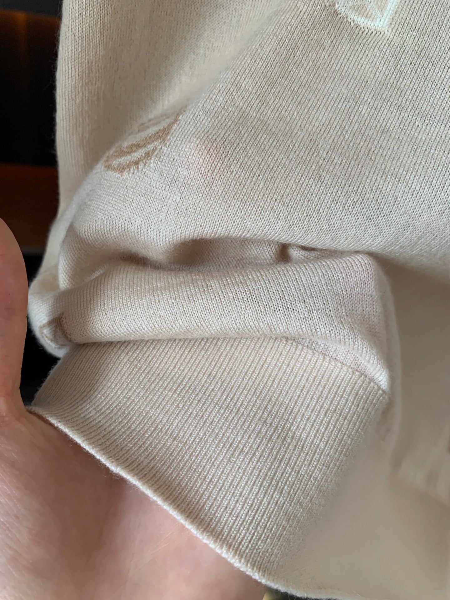 Worsted Wool Jacquard Short-Sleeve Top (Two Colors) Worsted Wool Jacquard