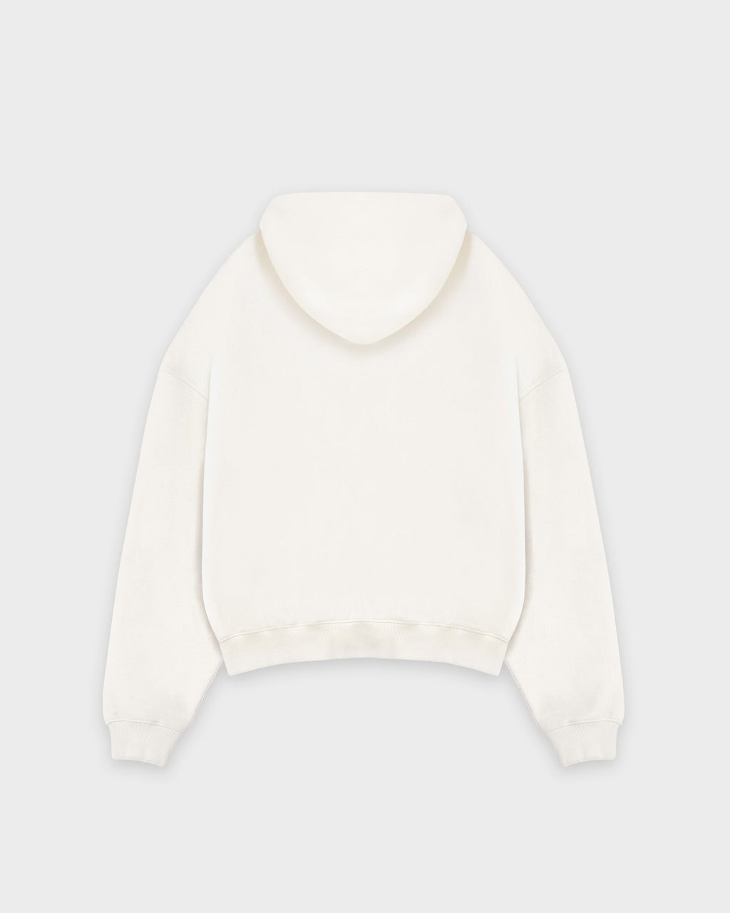 Heavy Cropped Off White Basic Hoodie