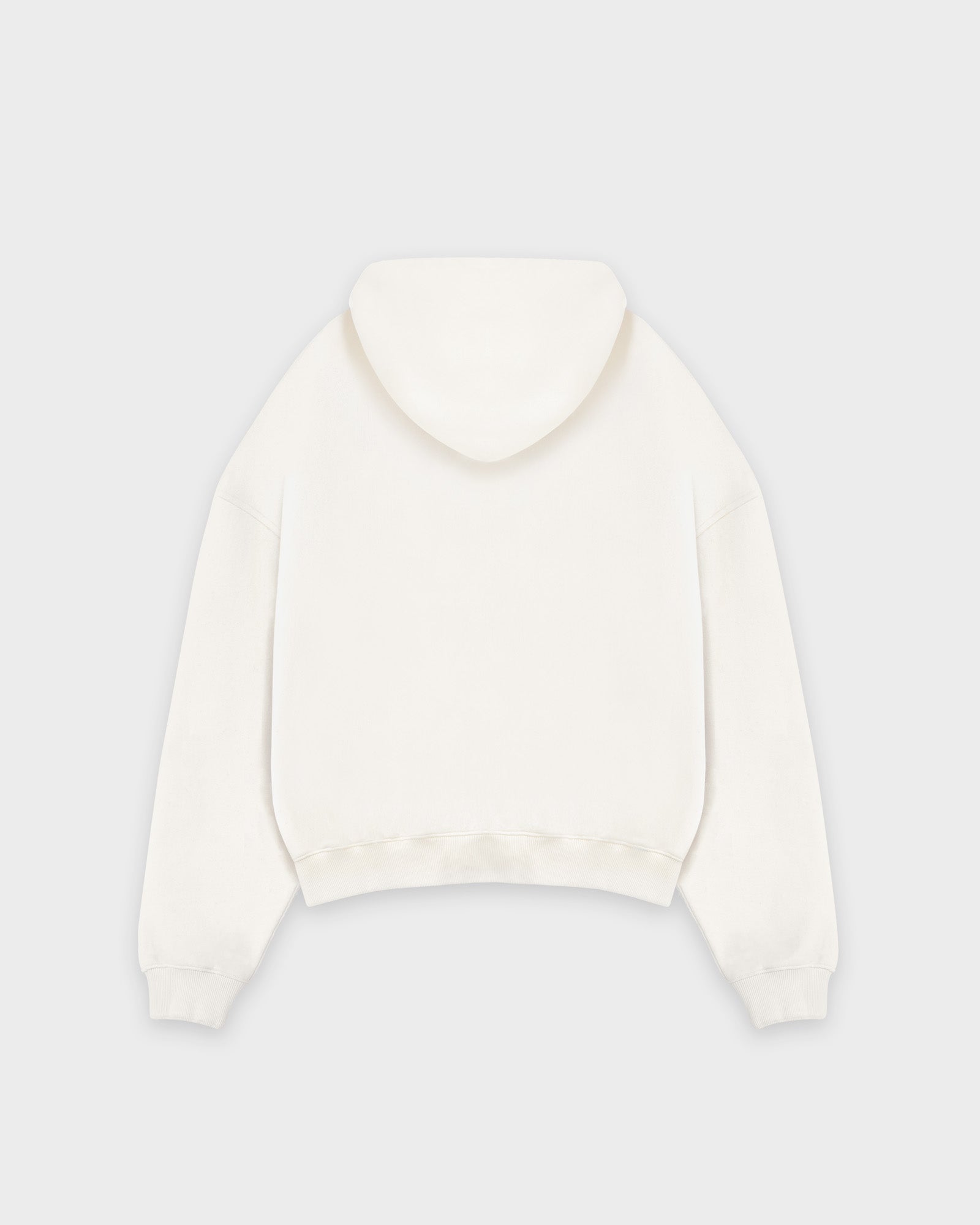 Heavy Cropped Off White Basic Hoodie