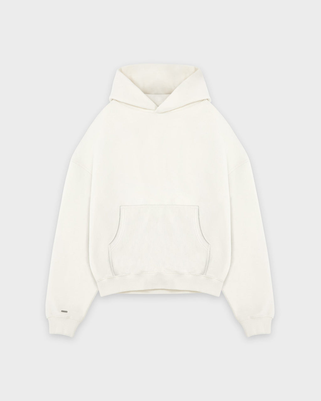 Heavy Cropped Off White Basic Hoodie