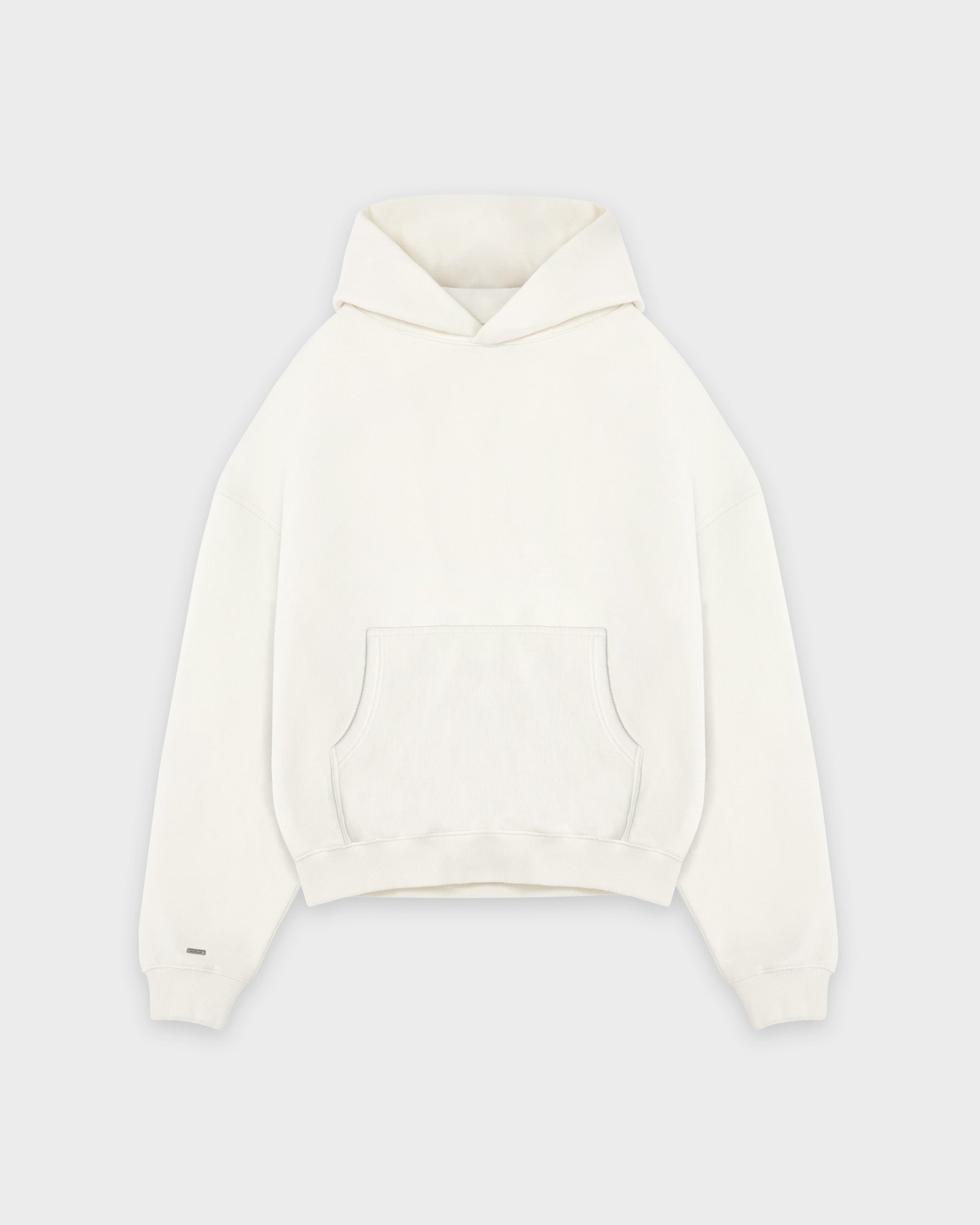 Heavy Cropped Off White Basic Hoodie