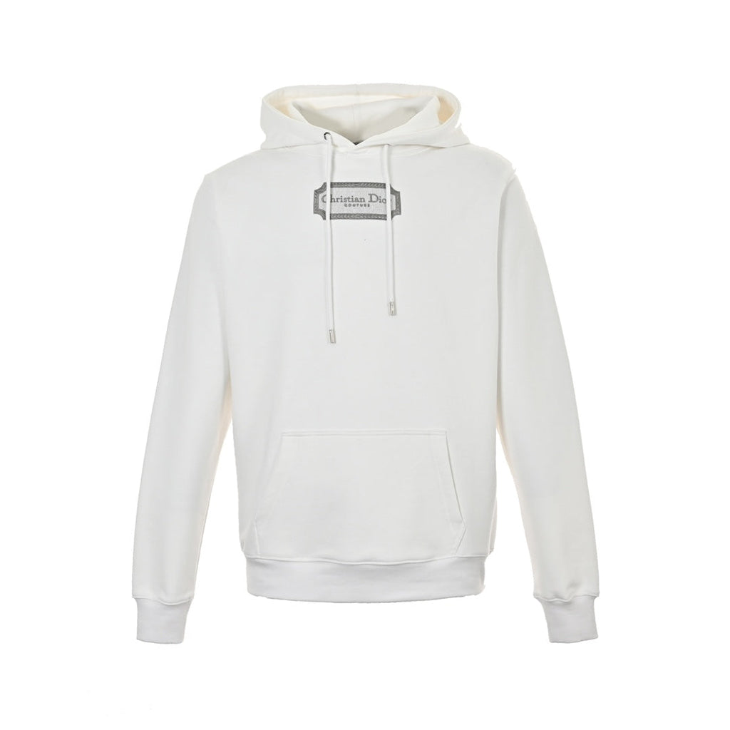 Embroidered silver logo hoodie