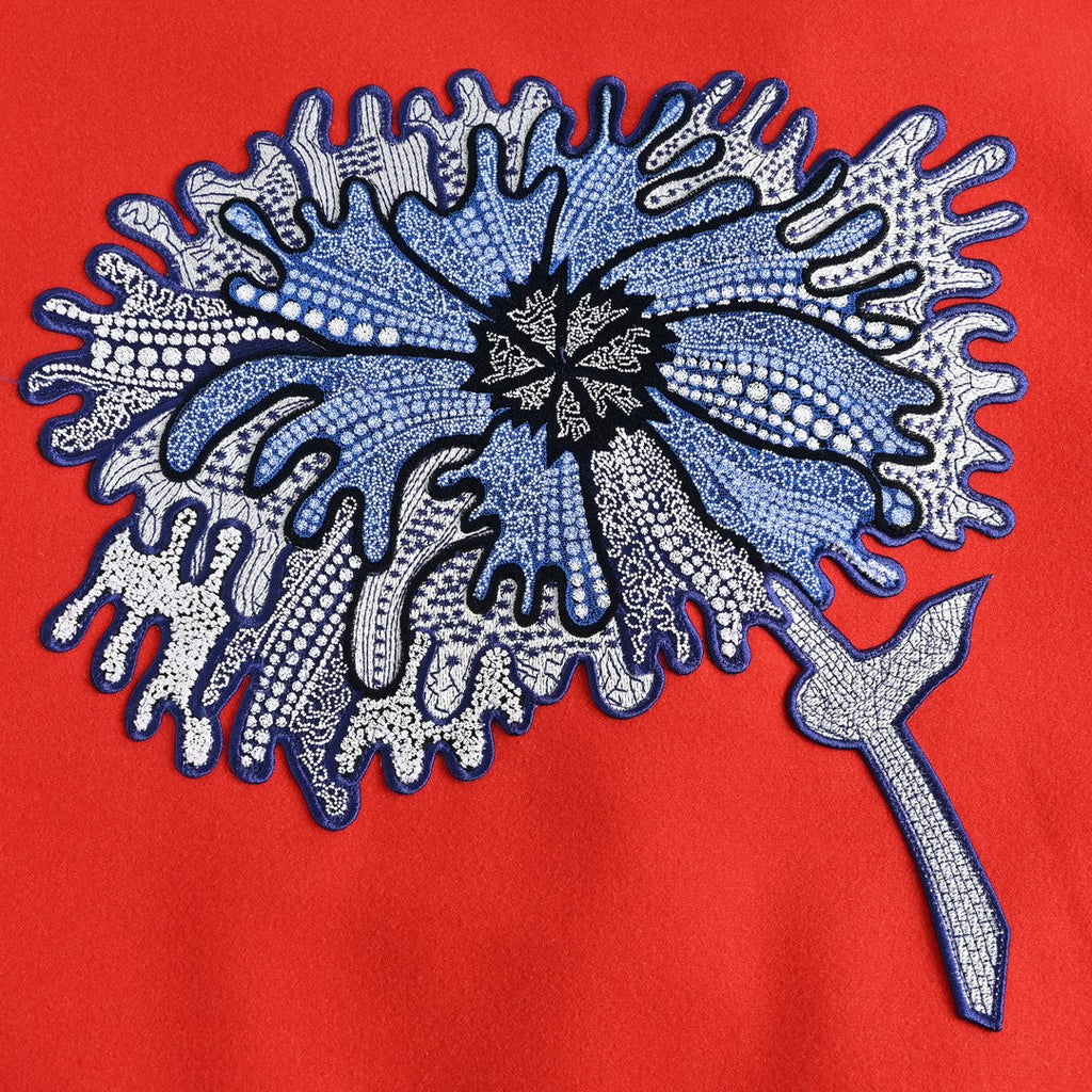 Back embroidered floral baseball jersey