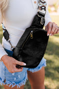 Black Faux leather crossbody chest bag