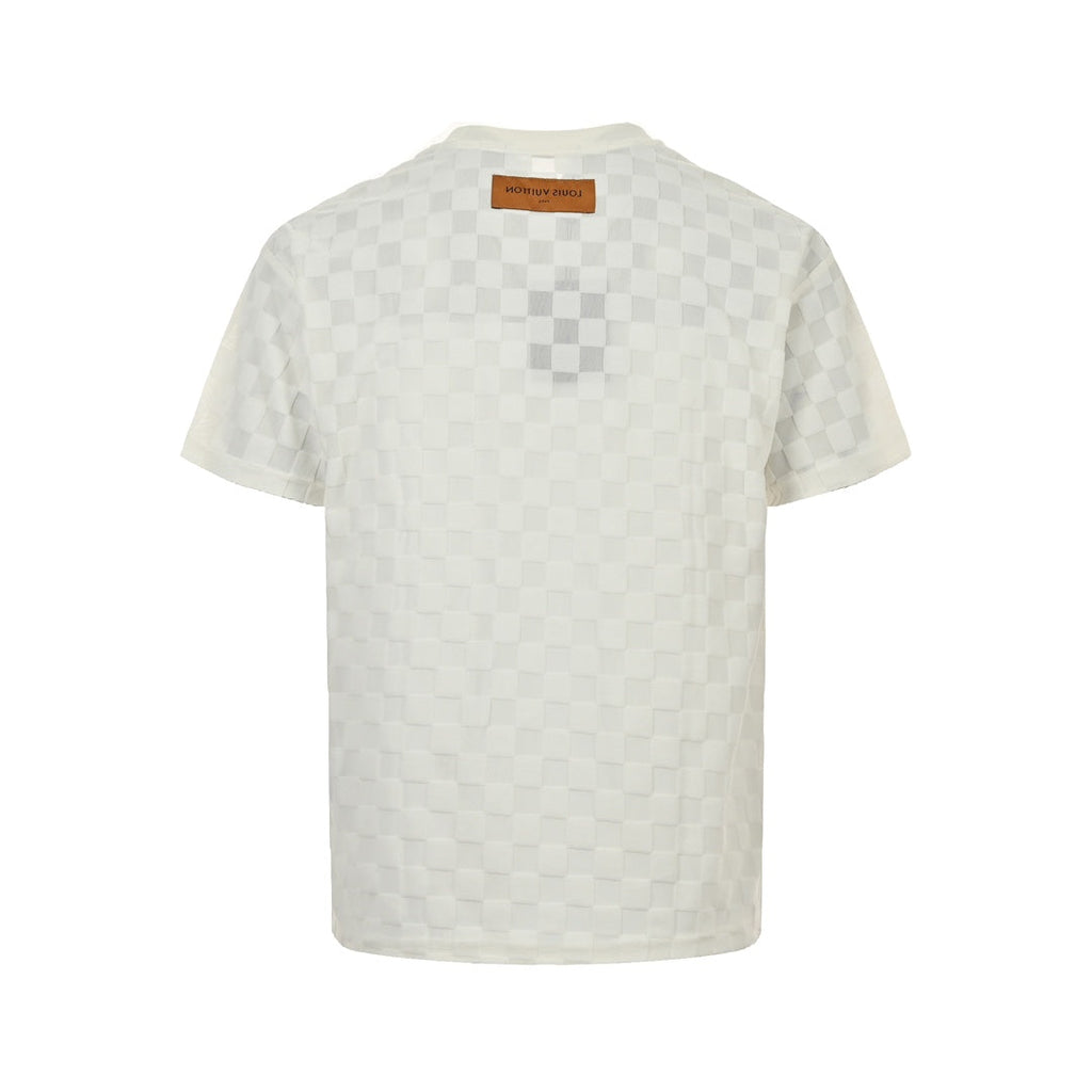 flocked checkerboard short sleeves