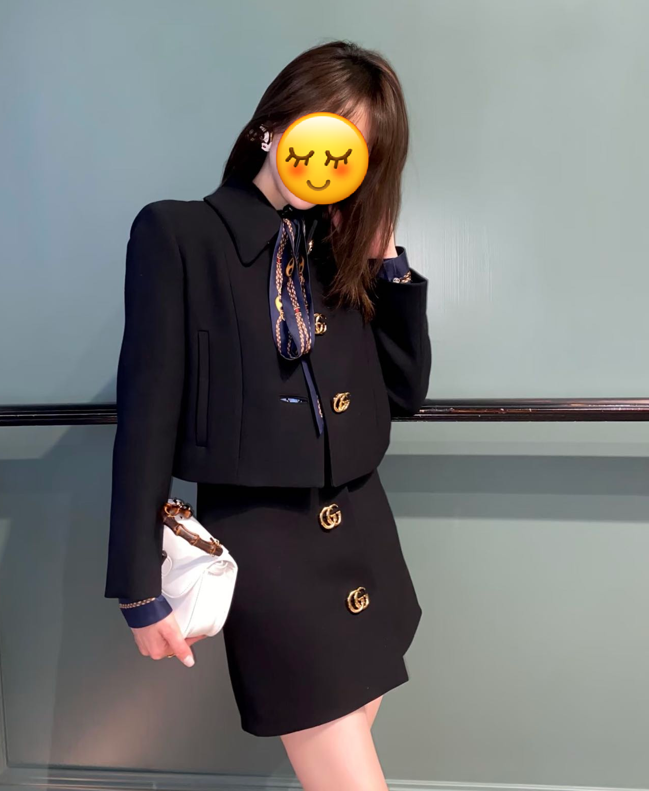 26NEW Collared Logo Short Jacket + High-Waisted Logo Button Skirt