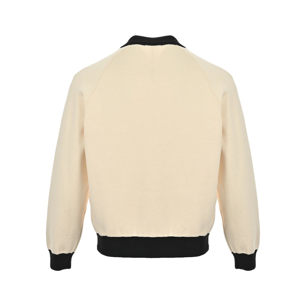 CC logo lapel contrast knitted sweater jacket