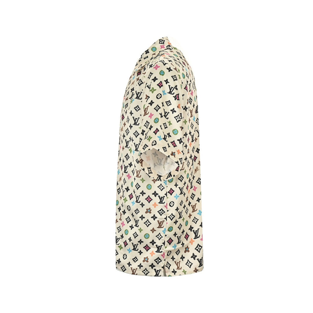 All-over printed silk short-sleeved shirt