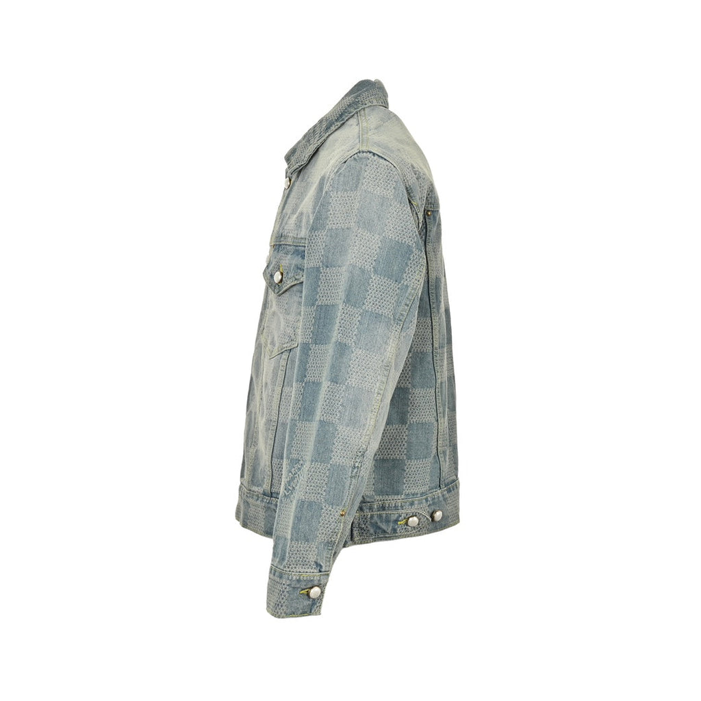 checkerboard denim jacket