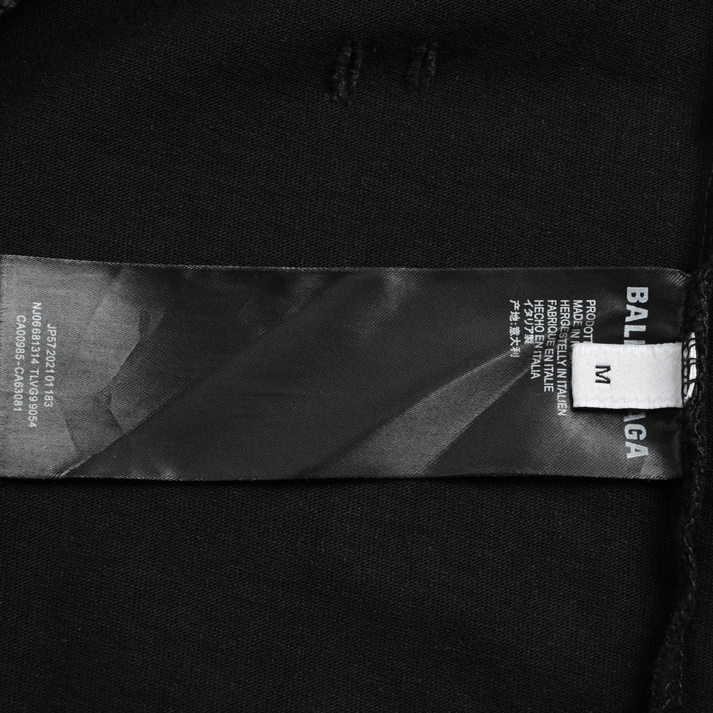 Iron Tower Letter Print Damaged Washed Short Sleeves